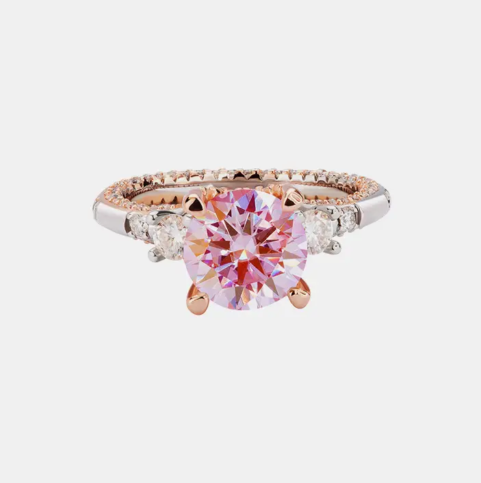 【#149】Pink Synthetic Moissanite Rings – Classic Elegant Engagement/Wedding Jewelry for Women, Perfect Birthday/Valentine's Day Gift