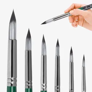 Professional 6Pcs Round Artist Paint Brushes Multi-Purpose for Acrylic Oil Watercolor Gouache Painting Perfect for Beginners & Professional Artists