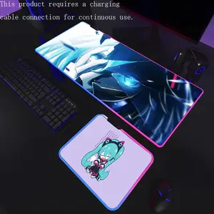 H-Hatsune Miku Anime   Mouse Pad RGB Rubber Antislip Keyboard Pad 40x90cm  Mousepad Gaming Accessories XXL Office Computer Mat