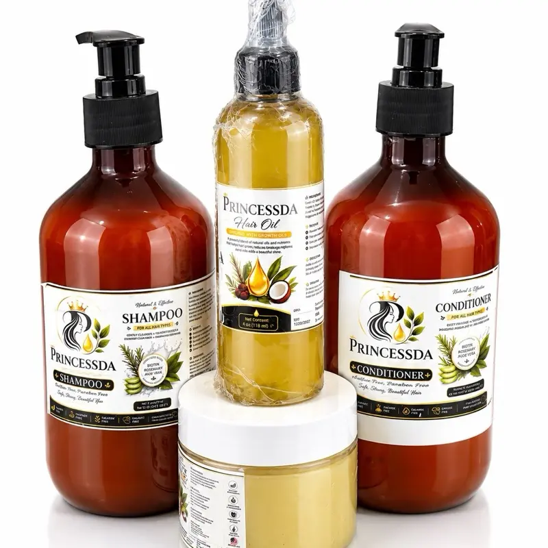 Lidara 4-Piece Biotin & Rosemary Hair Care Set | Shampoo 16oz, Conditioner 16oz, Hair Oil 4oz & Pomade 4oz