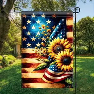 Sunflower Patriotic Garden Flag  Double Sided Polyester Outdoor Decor Flag, Waterproof, Multipurpose Fabric, Home & Yard Decor Without Pole