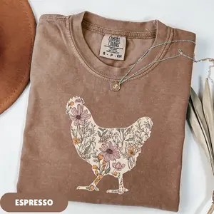 Floral Chicken Shirt, Chicken Lover Shirt, Gift for Chicken Lover, Gift for Chicken Lady, Farm Gifts, Funny Chicken Shirt, Cottagecore Shirt