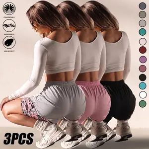 False Layered Sport Shorts for Women - Quick Dry Breathable 2-in-1 Illusion Design, Lightweight Flowy Running Shorts with Attached Underlayer for Gym, Yoga & Casual Wear