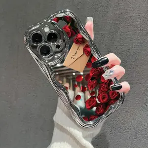 Charming phone case with romantic rose and love letter design, suitable for iPhone 16, 15, 14, 13, 12, and 11 Pro and Pro Max as well as 16 and 15 Plus X Xsmax. This cute and fashionable thick case has shock absorption function and soft protective layer