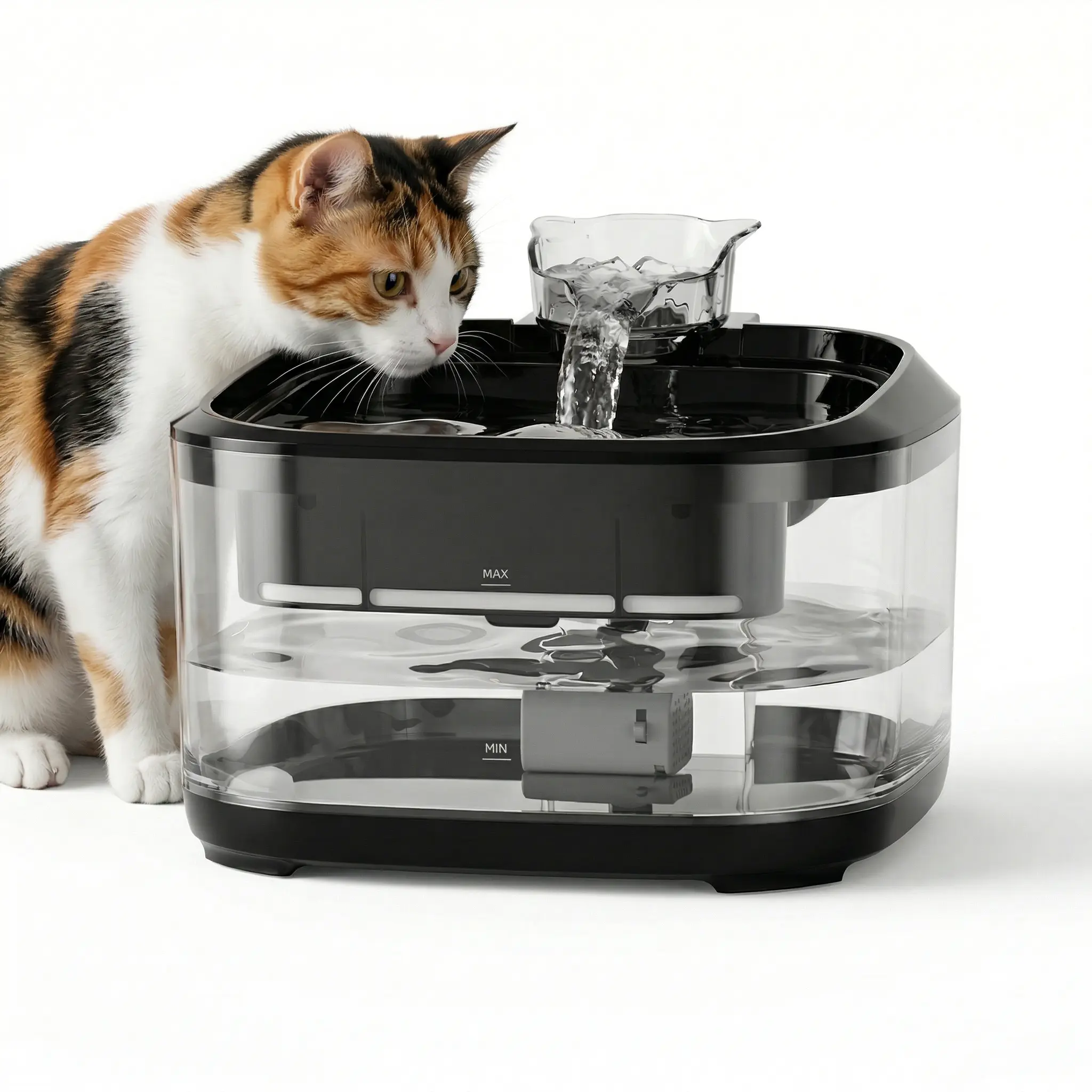 MCSPET Cat Fountain FT500 – Silent Pet Water Fountain with Multi-Layer Filtration, 4.5L Large Capacity, and Cat-Face Spout – Suitable for Cats and Dogs