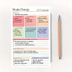 Daily self-discipline planning notebook, Daily planner, quick note notebook, to-do list desktop sticky notes, high-efficiency planning book, ADHD daily planning book, 50 tear-off sheets, eat healthily, reflect, exercise and stay organized