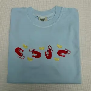Shrimp and lemons embroidered summer spring comfort colors shirt/  comfort colors tee/ shrimp nautical coastal embroidered shirt