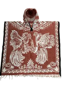 Unisex Adult Roosters Fighting Roosters Fighting Poncho/Gaban with Hoodie / Gorro