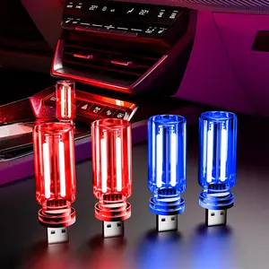 PCS USB Night Light, Touch Dimmable Mini USB LED Car Interior Ambient Lights, Portable Plugin Glass Bottle Night Lamp for Car, Tent, Desk, Bedside(Red&Blue)