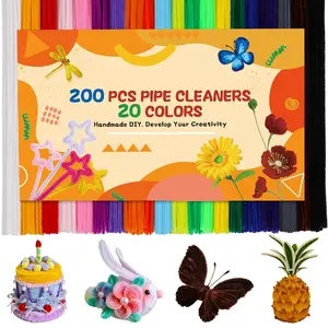 200 count Pipe Cleaners, 20 Colors Pipe Cleaner Craft, Black Pipe Cleaners Bulk Chenille Stems Craft Supplies for DIY Cleaning  Decorations