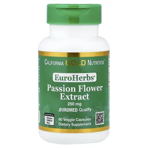 California Gold Nutrition EuroHerbs®, Passion Flower Extract, Euromed Quality, 250 mg, 60 Veggie Capsules