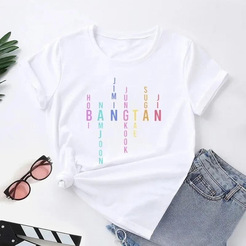 New letter printed T-shirt for women's casual fashion Korean version T-shirt for women's round neck Harajuku Y2K T-shirt top