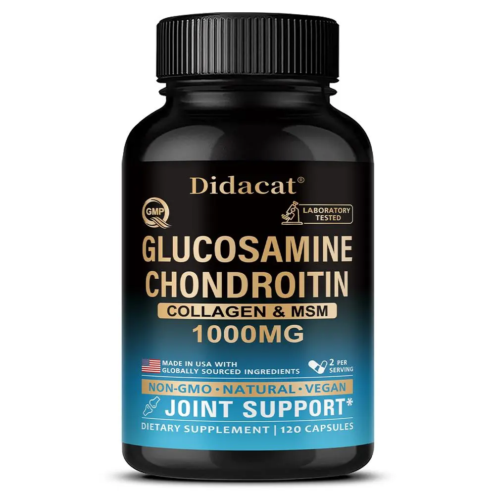 Didacat Vegetarian Collagen Dietary Supplement with Glucosamine, Hyaluronic Acid - 120 Capsules for Adults' Joint, Bone Health Support