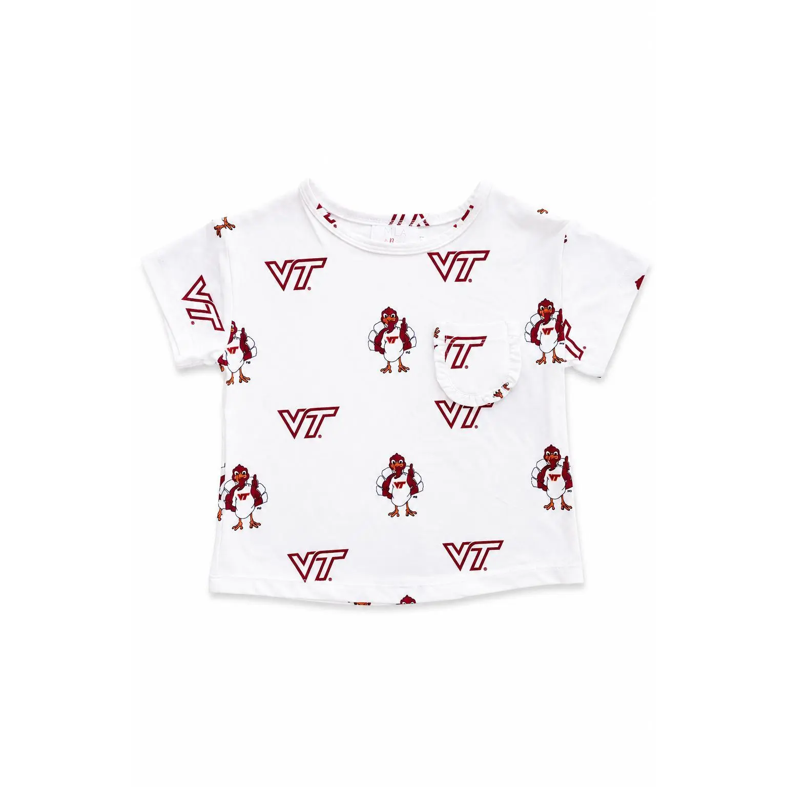 Virginia Tech White Hokie Ruffle Pocket Tee