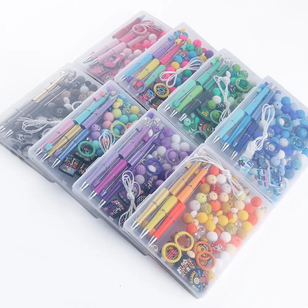 85pcs Valentine's Day Teacher's Day St. Patrick's Day Various silicone focus beads Silicone round beads Lentil beads Soft ceramic beads Acrylic beads Key ring Bead pen combination can be used for DIY bead pen Keychain and other bead set accessories