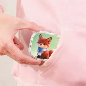 Blue White Gradient Scarf Red Fox Printed Retainer Box, Hot Sale Denture Storage Box, Full Scene Universal Orthodontic Retainer Box, Large Capacity Moisture Proof Drop Resistant Storage Box