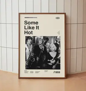 [SALE UP TO 50]Some Like It Hot Movie Poster - Classic Holywood Film Marilyn Monroe - Vintage Minimalist Midcentury Wall Art Print