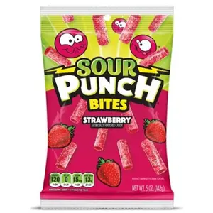 3x Sour Punch Bites Strawberry Peg Bag 5oz Bites Strawberry