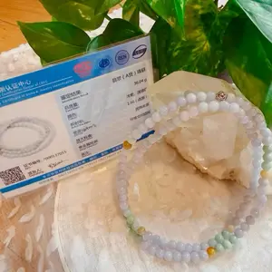 High quality ICY Muti-colored Jade Necklace - Lavender Jade for Purification and Wisdom - Emotional Healing & Wisdom Stone - Strong Emotionally & Calm Mind