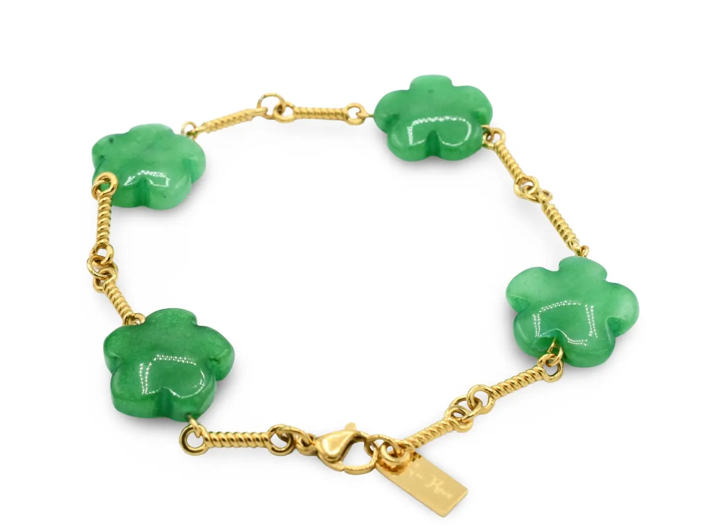 Natural Flower Stone Bracelet Green Elegant Design