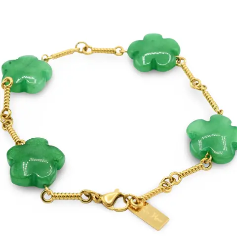 Natural Flower Stone Bracelet Green Elegant Design