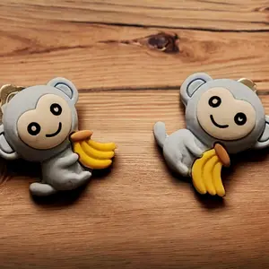 Cute Monkey Clip On Earrings - Lightweight Plastic Jewelry for Animal Lovers Fun Playful Design Easy Wear Clip On Earring