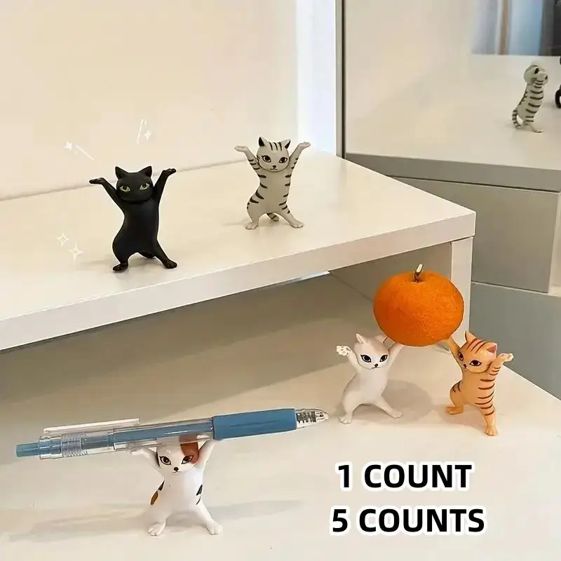 Cat Design Cute Pen Holder, 1/5 Counts Desktop Headphone Holder, Support Stand Desk Accessories, Desktop Ornaments, Stationery Organiser for Home Offi
