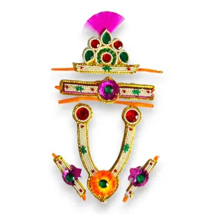 Krishna Jewelry Set for Janmashtami | Vibrant Beaded Accessories for Festivals: Lord Krishna and Ganesh Chaturthi | Divine Elegance