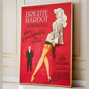 Vintage Brigitte Bardot French Movie Poster, Retro Film Art Print