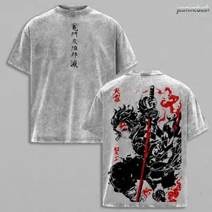 Tanjiro Kamado T-Shirt – Demon Slayer Kimetsu no Yaiba Vintage Washed Oversized Heavy Cotton Anime Manga Tee, Unisex Streetwear Retro Graphic Top Gift for Otaku Fans RXF