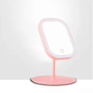 Metal Desktop Dressing Mirror, LED Light-Equipped Home Decor Mirror for Bedroom Vanity Use