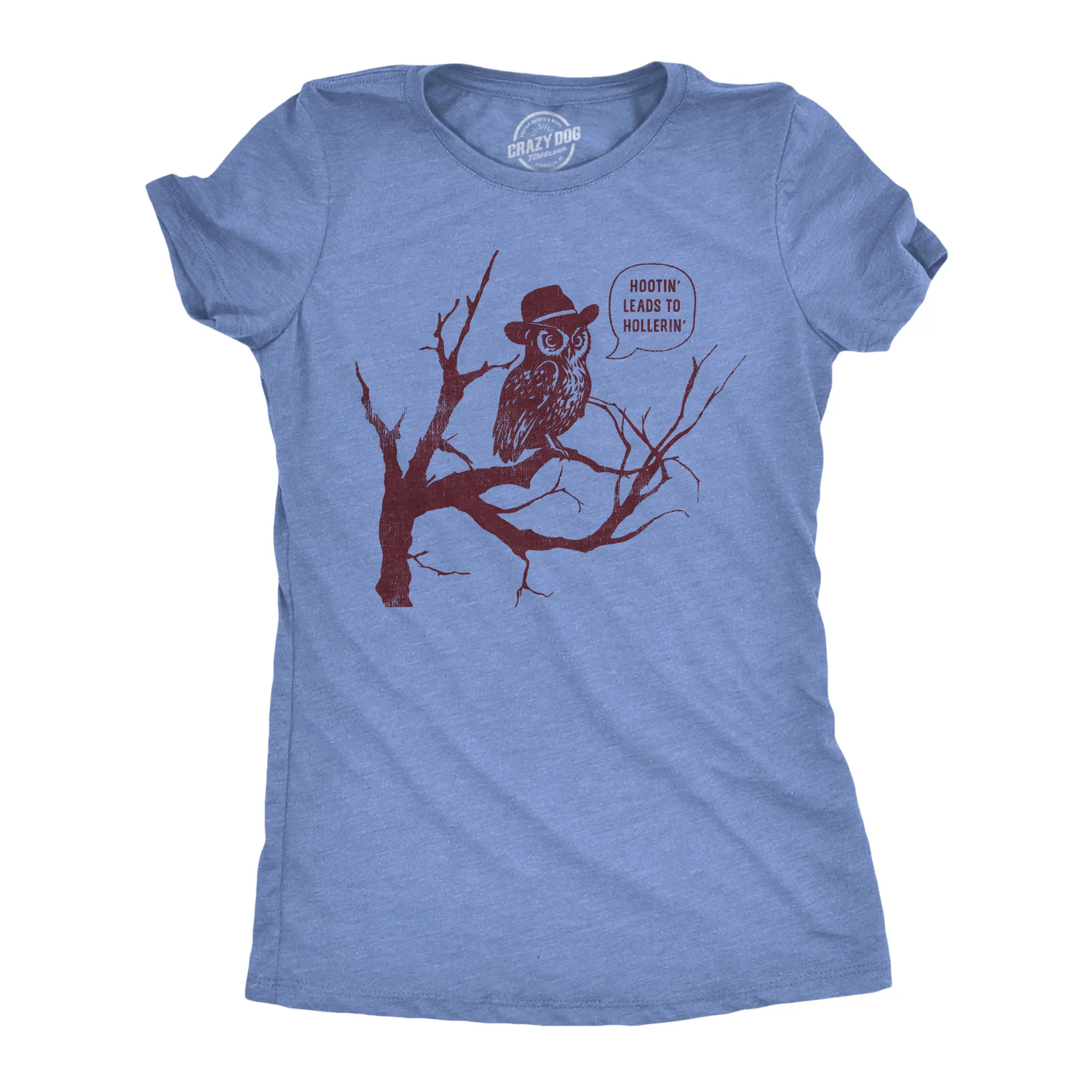Womens Funny T Shirts Hootin Leads to Hollerin Sarcastic Owl Graphic Tee for Ladies Funny Womens T Shirts Cute Vintage Fashion Casual Ladies T-Shirt Gift Sarcastic Tops for Women Funny Animal Top Women's Light Blue