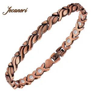 Jecanori Copper Bracelets for Women, 99.99% Pure Copper Magnetic Bracelets with Effective Neodymium Magnets, Adjustable Jewelry Gift with Sizing Tool Trendy Stack Bangle