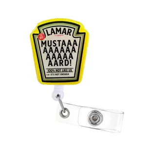 Yellow Mustard Kendrick Funny Badge reel, RN ID Holder, Retractable Acrylic Badge Reel, Nurse Gift, Night Shift, dj mustard