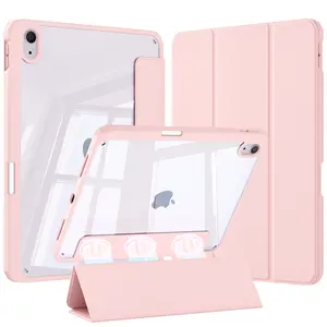 Kenke Transparent Sturdy Diy Back Panel Magnetic Detachable Front & Back Cover Pencil Slot Slim Trifold Stand Fit For iPad 11th Gen 11'' (A16) 2025 iPad 10th Gen 10.9'' 2022 iPad Air 11'' M3/M2 7th/6th Gen iPad Air 5th/4th Gen 10.9'' 2022/2020