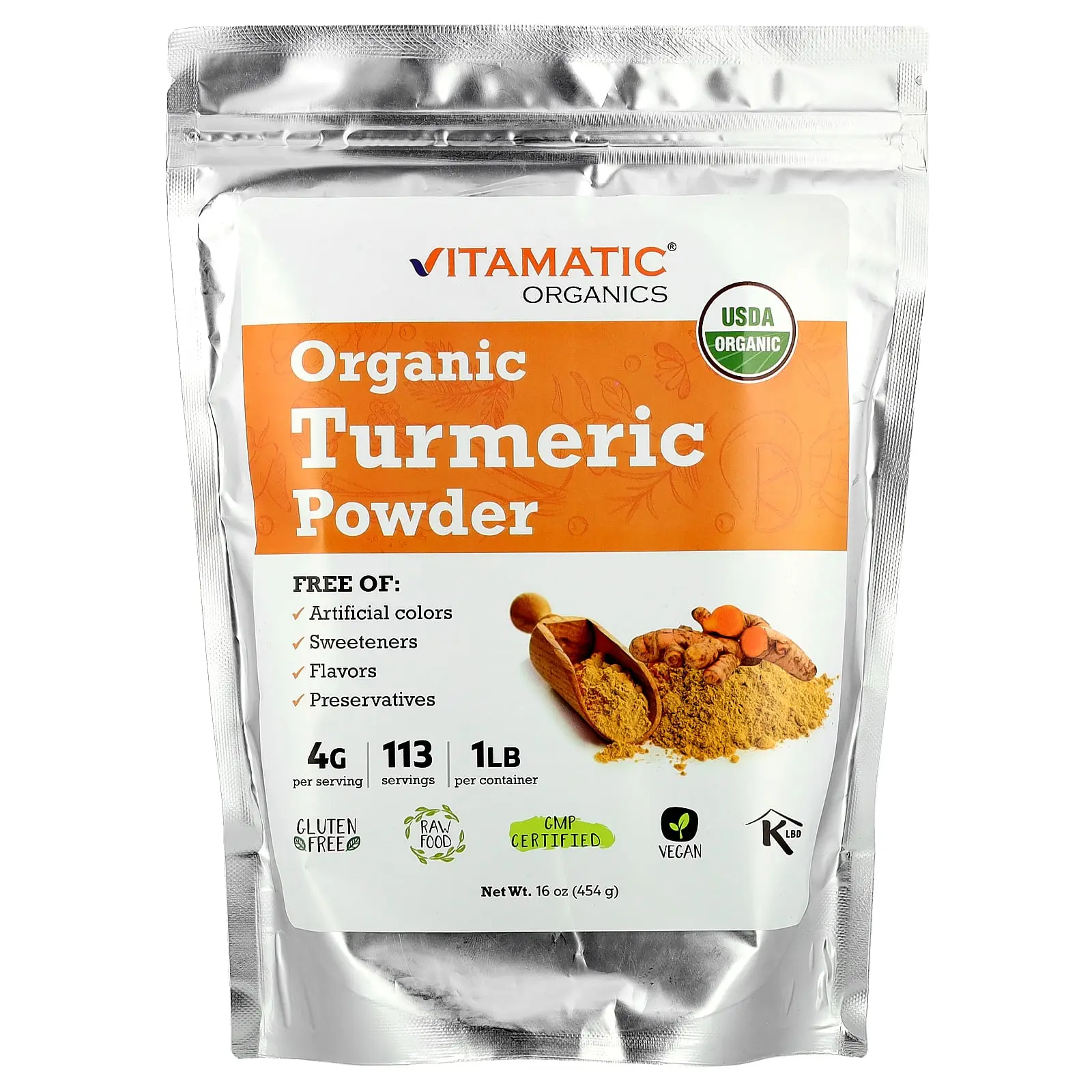 Vitamatic Organic Turmeric Powder, 16 oz (454 g)