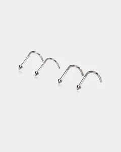 2PCS Titanium Spike Corkscrew Nose Stud Pack