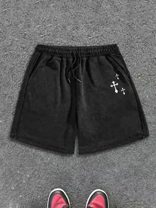 Men's Loose Shorts with Letter Print and Drawstring Waist, Casual Daily Wear, Comfortable and Stylish, Perfect for Everyday Use