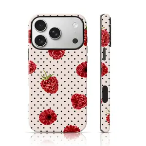 Raspberry  Polka Dots Design Phone Protector 2 in 1 Case for iPhone 17 Pro Max/16 Pro Max /15Pro Max 15/14/13/12 & Samsung S26 /S25Ultra Great Gift