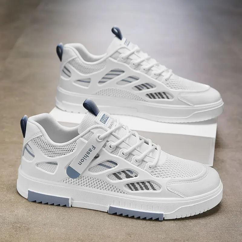 Breathable mesh shoes for men, versatile white shoes, student sports casual board shoes, trendy shoes