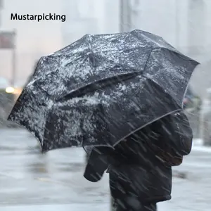 1pc Mustarpicking Umbrella Windproof Travel Umbrellas - Easy Auto Open Close, Durable & Compact Umbrella, Strong Fiberglass Frame, High Quality Canopy - Backpack, Purse, Portable Umbrella for Travel, Heavy duty umbrella