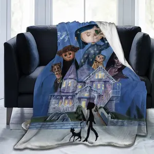 Coraline Horror Blanket Ultra-Soft Micro Blanket Throw All Season Fuzzy Lightweight Throw Blankets for Office Company Home Couch Bed Sofa 50x40 inch, Black