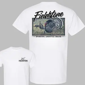 [100% cotton]Trkey Hunting T-Shirt - Detailed Wild Turkey Back Print Classic Sporting Lifestyle  Style Outdoor Apparel Casual Everyday Wear Great Gift For Hunters Crew Neck Menswear Topsu