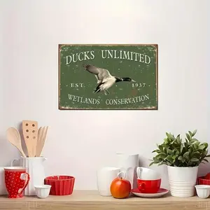 Ducks Unlimited Aluminum Sign 8x12 Inch Vintage Garage Signs Waterfowl Theme for Bar Garage