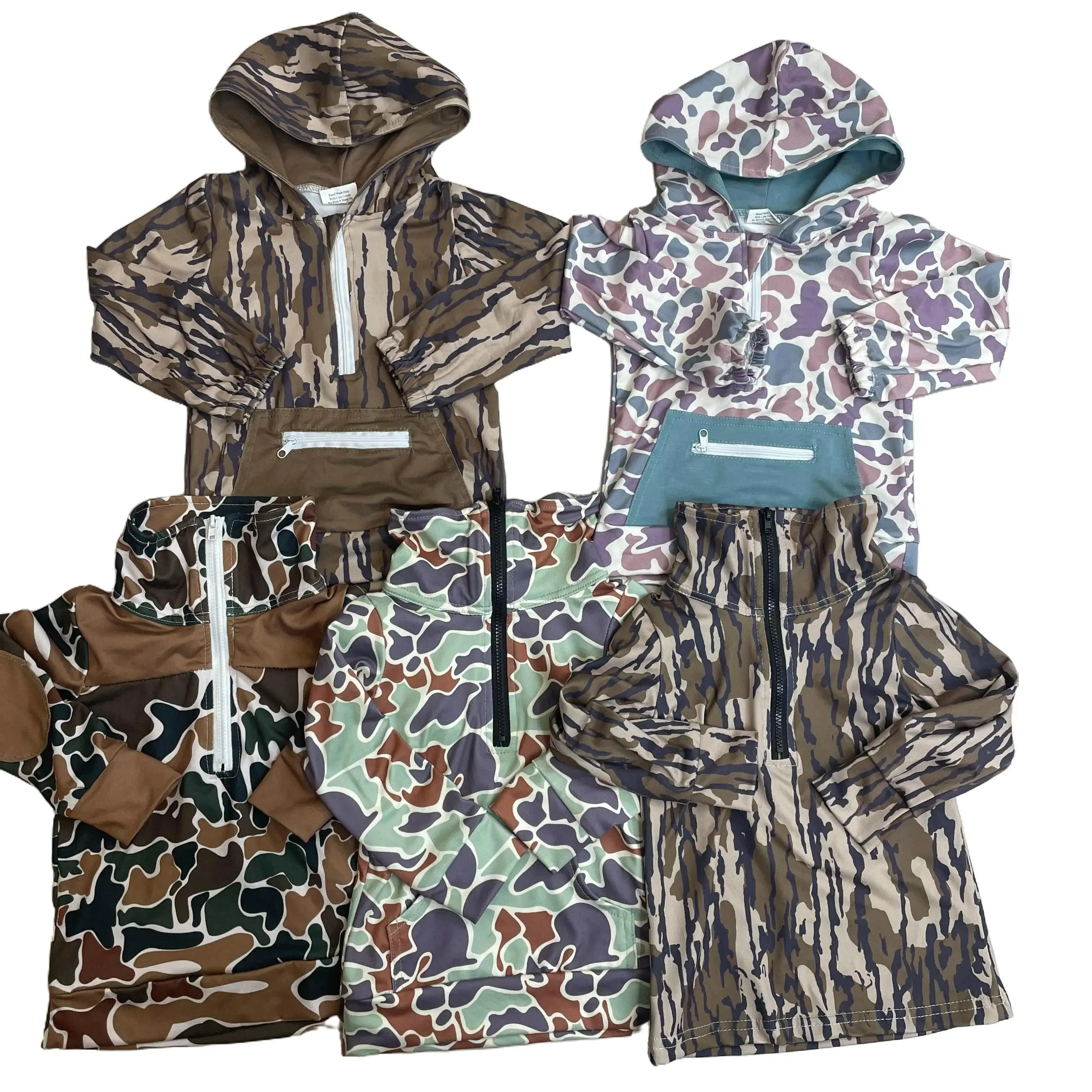 Boy Camo Half Zip Hoodies Shirt Hunting Clothing Camo hoodie