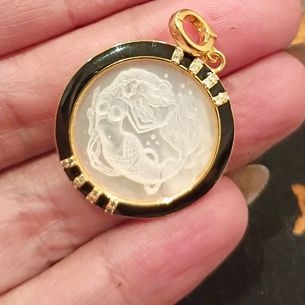 Black Enamel Golden Mermaid