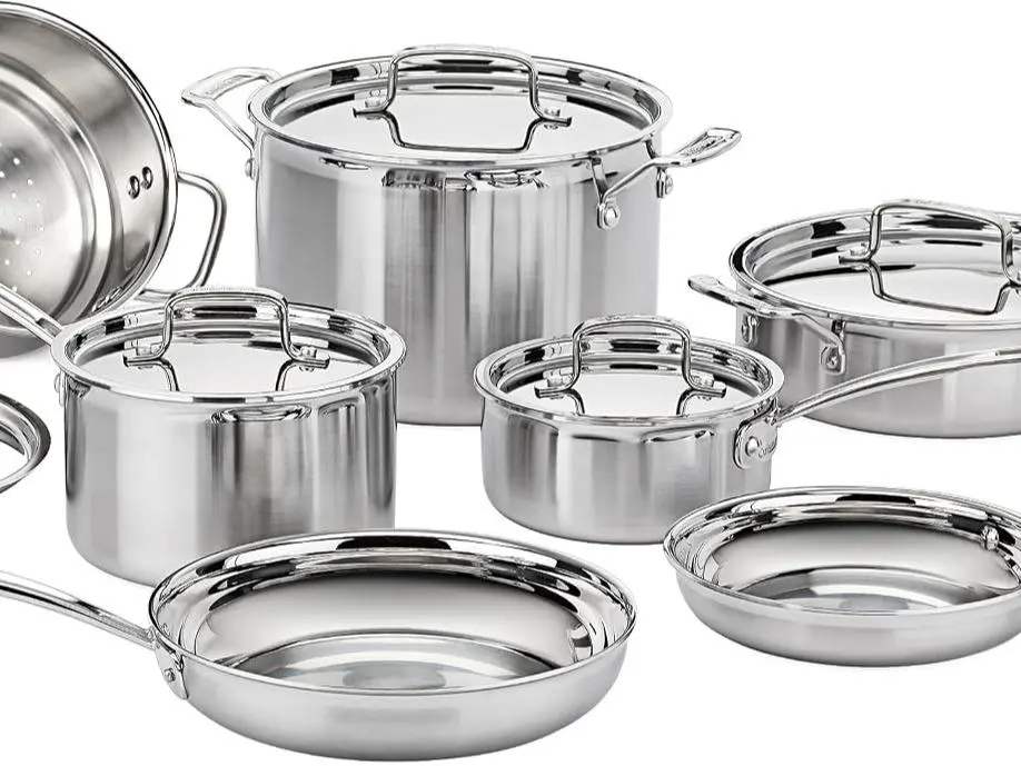 12-Piece Stainless Steel Cookware Set with Handles, Multi-Size Round Pots and Pans, Induction Safe, Solid Finish for Home Cooking