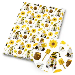 1 piece of bee-print fabric – 59 x 19.68 inches (150 x 50 cm), pre-cut polyester fabric featuring a pattern of autumn leaves and flowers – suitable for DIY sewing, scrapbooking, tablecloths and craft projects