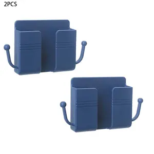 1/2pcs Wall Mounted Socket Organizer Rack, Phone Charging Station Holder, Remote Control Box, Mobile Plug Storage, Space-Saving Design, Phone Stand