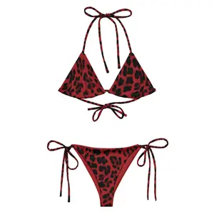 Red animal Cheetah print bikini - Triangle Bikini Set Swimsuit - Stylish Swimwear for Women